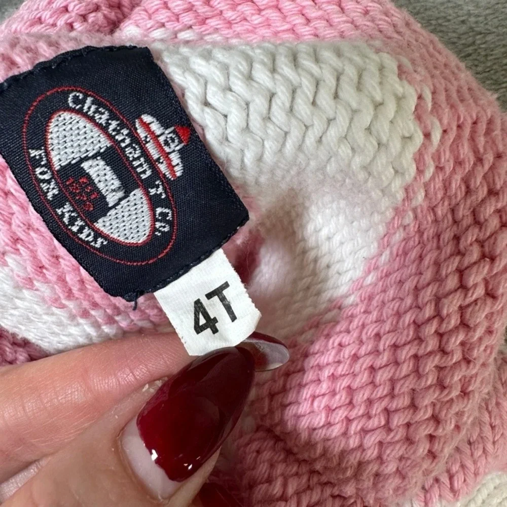 Chatham T Co For Kids Pink White Striped Whale Knit Sweater 4T Nautical Mockneck